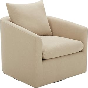 Amazon Brand – Stone & Beam Elisabet Upholstered Swivel Chair, 33.5"W, Hemp