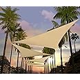 Amgo 32' x 32' x 32' Beige Triangle Sun Shade Sail Outdoor Canopy Awning UPF50+ AGTAPT32, 95% UV Blockage, Water & Air Permeable, Commercial Standard Heavy Duty (We Make Custom Size)