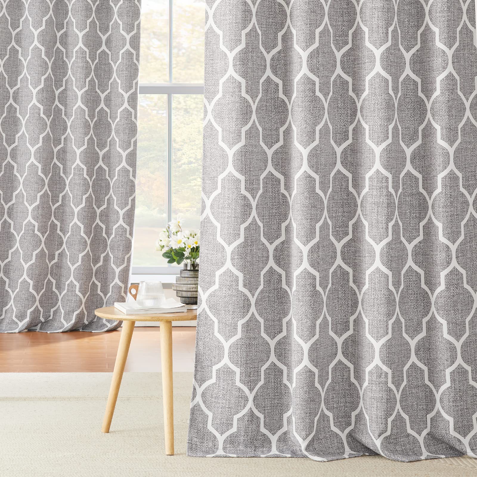 KGORGE Blackout Curtains, Geometric Pattern Curtains and Drapes Energy Saving Small Window Treatment Privacy Protection for Kitchen Bedroom Studio, W52 x L63 inch, Grey and White, 2 Panels Image KGORGE Blackout Curtains, Geometric Pattern Curtains and Drapes Energy Saving Small Window Treatment Privacy Protection for Kitchen Bedroom Studio, W52 x L63 inch, Grey and White, 2 Panels Image