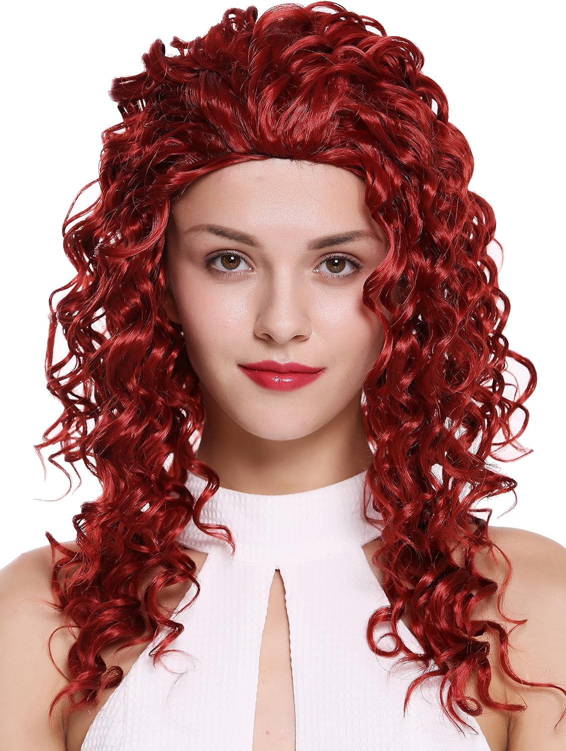 WIG ME UP - AG-137 Quality women's wig half wig 3/4 long curly curls red 21,5 inches, fiery red, Länge: ca. 55 cm