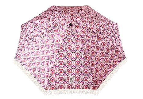 Beach Umbrella, Thalia with Fringe, Designed by Beach Brella / 100% UV Sun Protection, Lightweight, Portable & Easy to Setup in The Sand and Secure in The Wind