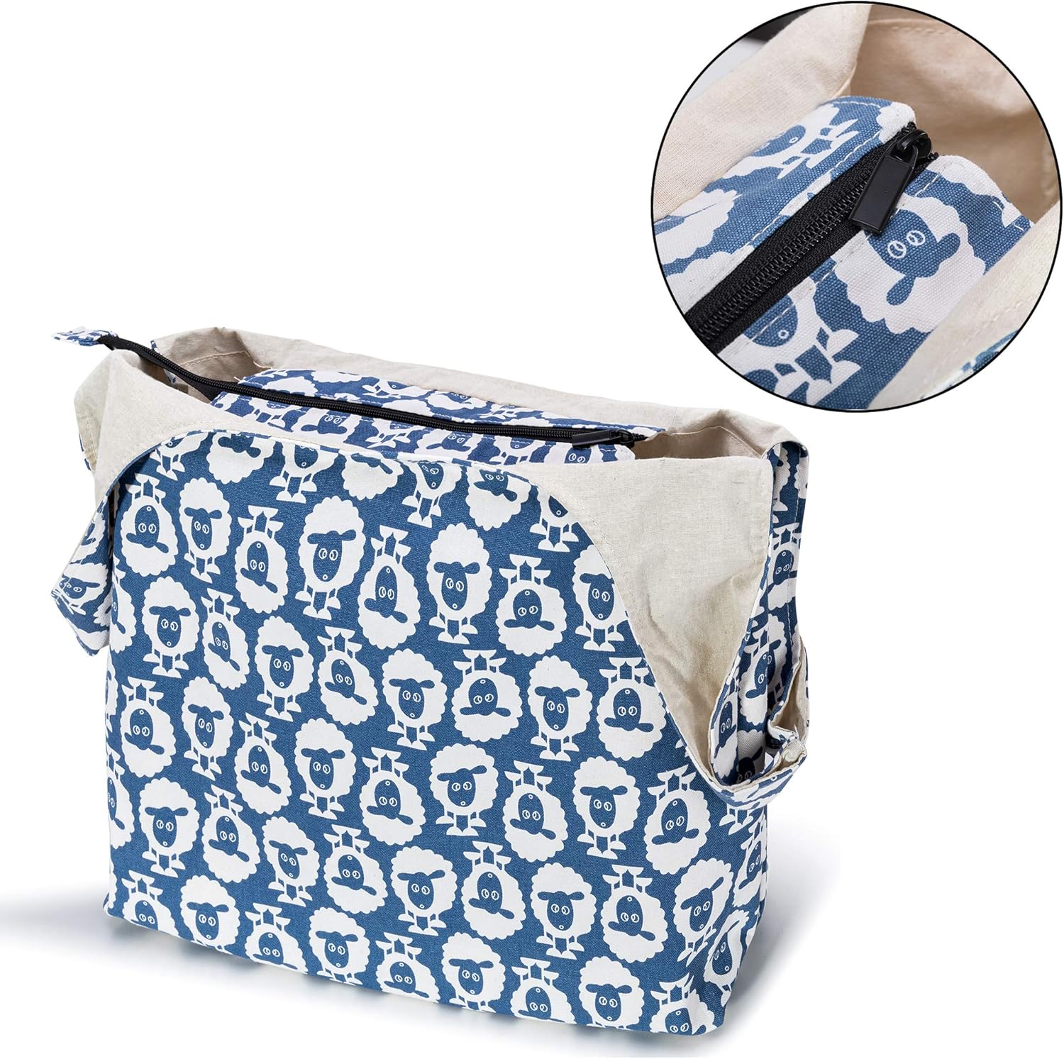 Yarwo Knitting Bag for Yarn and Knitting Needles Portable Tote Bag for Knitting and Crochet Supplies Zipper Closure Design - Image 4