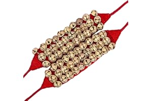 HANDTECHINDIA Dancing Bells Ghungroo Pair Indian Classical Dance Accessories Ghungroo with Colored Cushion Pad Best Dance Metal Brass Anklets Bells Ghunghroo Pad (Red, Triple Line)