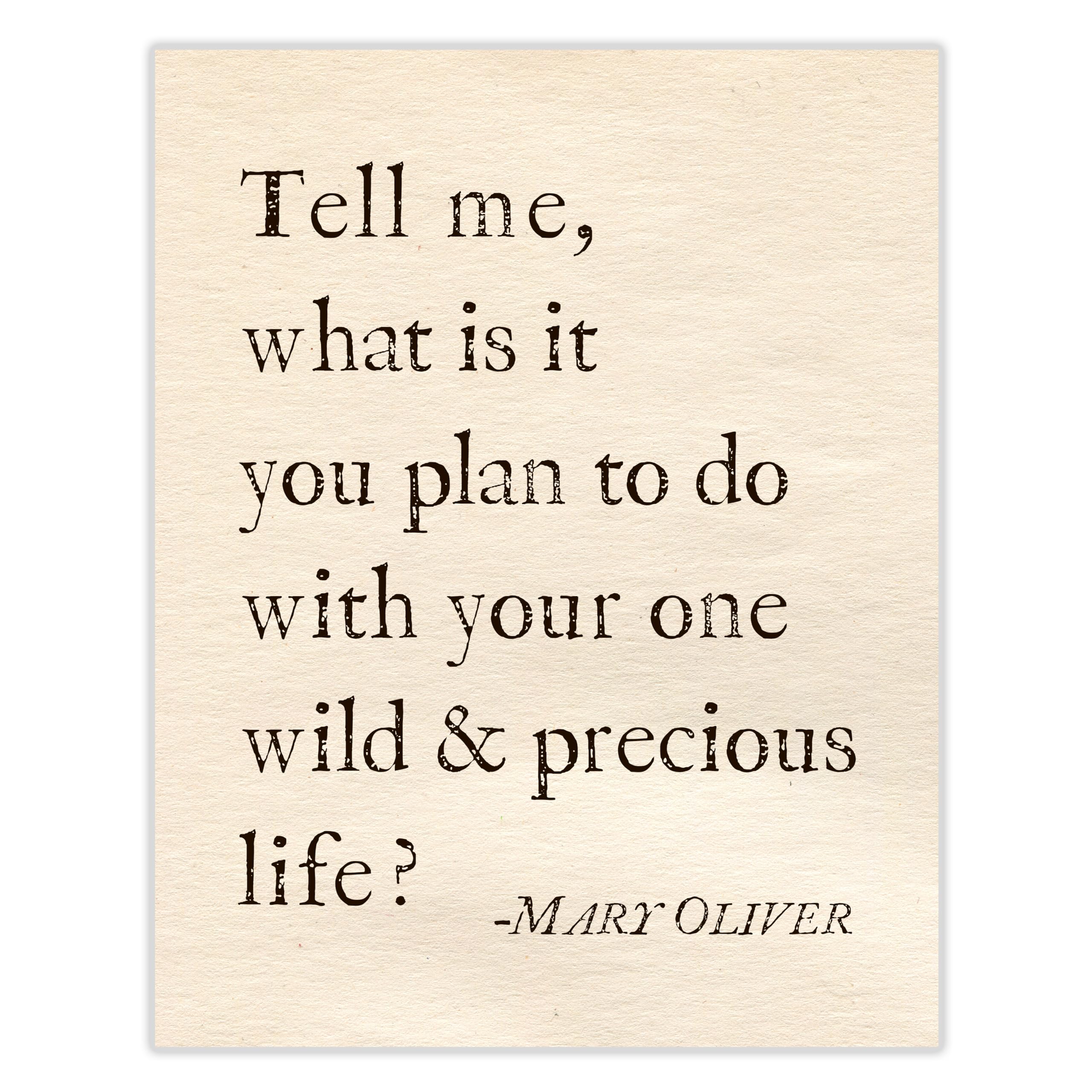 Photo 1 of ‘Your One Wild and Precious Life’ Mary Oliver Poetry Inspirational Wall Art | 11x14 UNFRAMED Warm Vintage Paper Print | Encouraging, Positive, Modern, Typography Home Decor