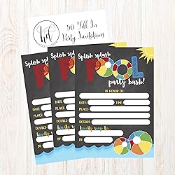 50 Gray Summer Swim Pool Party Invitations for