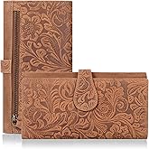 Real Leather Women Wallet Leather with RFID Blocking -Trifold Card Holder Designer Ladies Clutch with ID Window Wallets