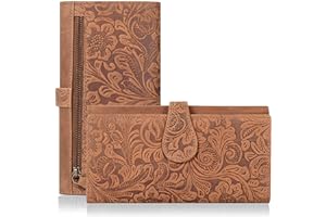 OAK LEATHERS Real Leather Women Wallet Leather with RFID Blocking -Trifold Card Holder Designer Ladies Clutch with ID Window Wallets