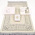 IEF Muslim Prayer Rug Islamic Prayer Mat Quran Prayer Beads Gift Set, Ramadan Eid Gifts, Birthday Gifts for Women, Anniversary Gifts, Mothers Day Gifts, Velvet Prayer Rug Arabic Quran Pearl Tasbeeh
