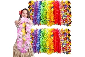 AMAZING TIME 36 Count Hawaiian Lei Bulk, Tropical Luau Hawaii Theme Silk Flower Lei, Party Favors for Beach Holiday Wedding Birthday Party, Aloha Summer Party Decorations