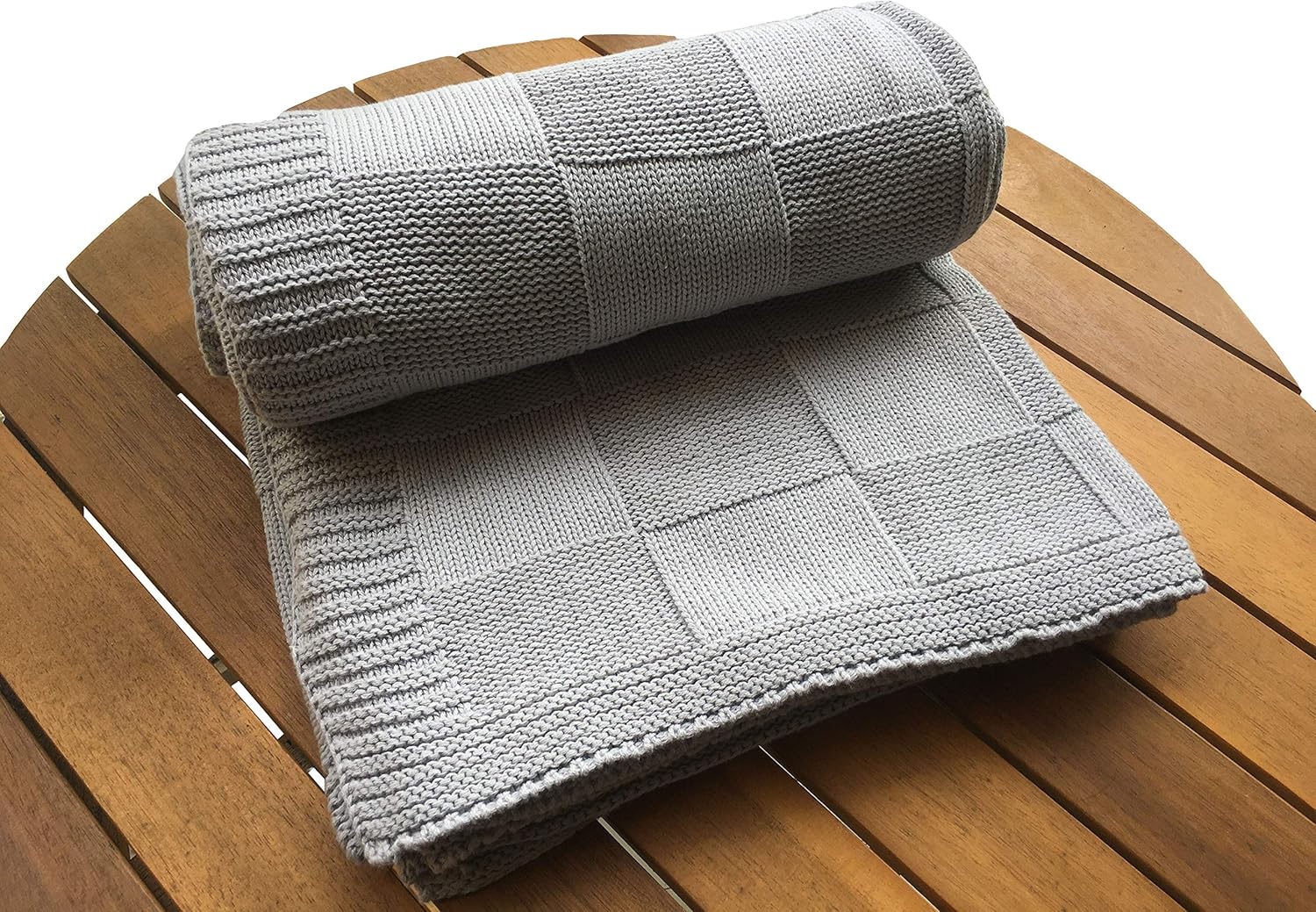 Pre-Washed 100% Cotton Knit Throw Blanket for Couch, Chair, Adult, Kid, Plant Dyed Yarn, Super Soft, Cozy, Warm Bed Blankets, Everyday Use, All Season, Oeko-Tex Certified (Light Grey, 50"X60"): Kitchen & Dining