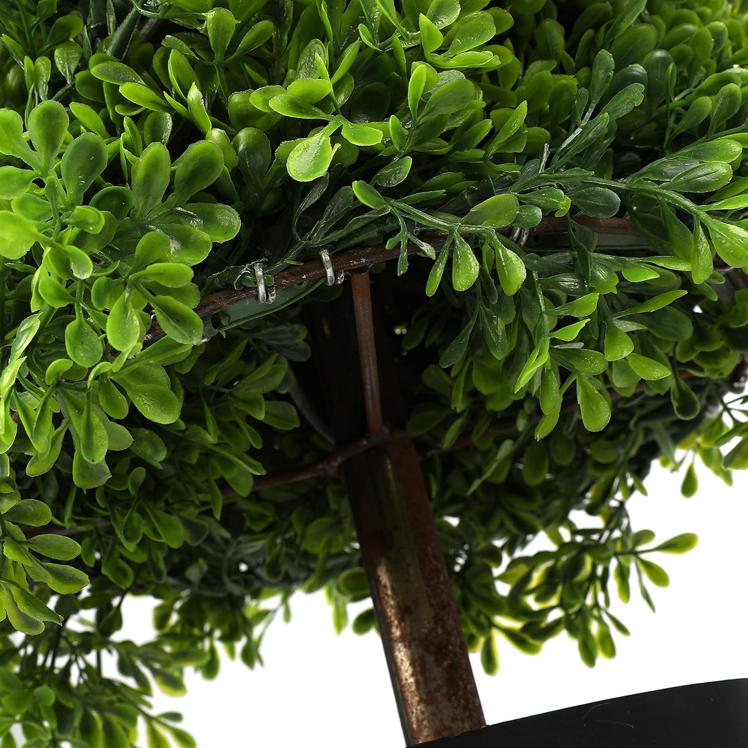 Houseables Artificial Boxwood Topiary, Fake Spiral Trees, 2 Pack, 4’, Plastic Plants, Outdoor Porch Décor, Faux Potted Bushes, Indoor Ornamental Tree, with Finial, for Front Door, Tall Entryway Shrubs -