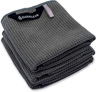 ELEXACLEAN Geschirrtücher (3er Set, 68x42 cm, anthrazit) weiche Microfaser Geschirrhandtücher, Waffeltücher Handtücher für die Küche