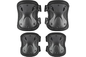 ACTIONUNION Professional Tactical Combat Knee and Elbow Protective Pads Sets Advanced Tactical Gear Set for Airsoft Paintball Hunting Army Skate Outdoor Sports…