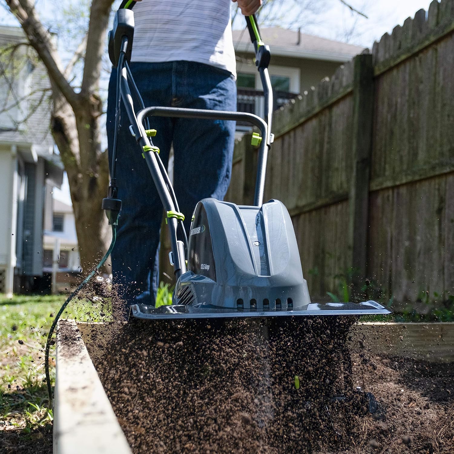 Earthwise TC70016 16-Inch 13.5-Amp Corded Electric Tiller/Cultivator, Grey : Garden & Outdoor