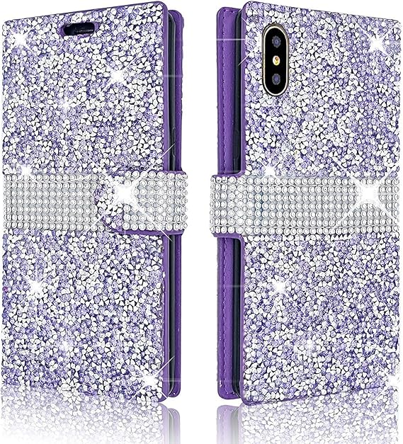 Amazon Com Vensen Glitter Flip Wallet Case For Iphone Xs Max