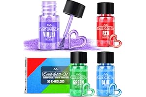 Edible Glitter Set - 4 Colors Edible Luster Dust Multicolor Food Grade Coloring Glitter for Drinks, Cake Decorating, Baking -