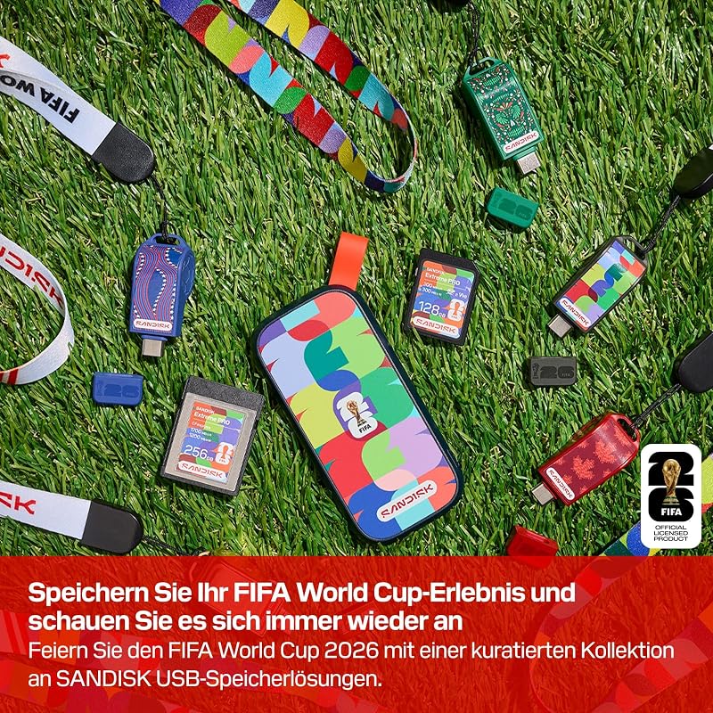 USB-C Flash Drive FIFA World Cup 2026 Global Edition 64 GB (bis zu 300 MB/s Übertragungsgeschwindigkeiten, SANDISK App)
