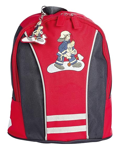 sigikid, Jungen, Rucksack mit Motiv Feuerwehrmann, Frido Firefighter, Rot/Dunkelblau, 23333