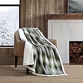 Eddie Bauer - Throw Blanket, Brushed Fleece & Plush Sherpa Bedding, Throw Blanket for Couch & Bed (Nordic Plaid Green, 50" x 70")