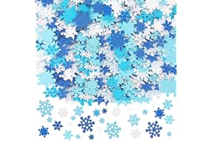 JULBEAR 300 Pieces Snowflake Foam Stickers Bulk Christmas Glitter Self-Adhesive Snowflake Stickers for Arts Crafts Greeting Cards Winter Christmas Decoration Home DIY Supplies