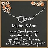 Mother Son Necklace, 925 Sterling Silver Infinity with CZ Circle Pendant, Mother’s Day Gifts for Mom from Son, Mama Necklace