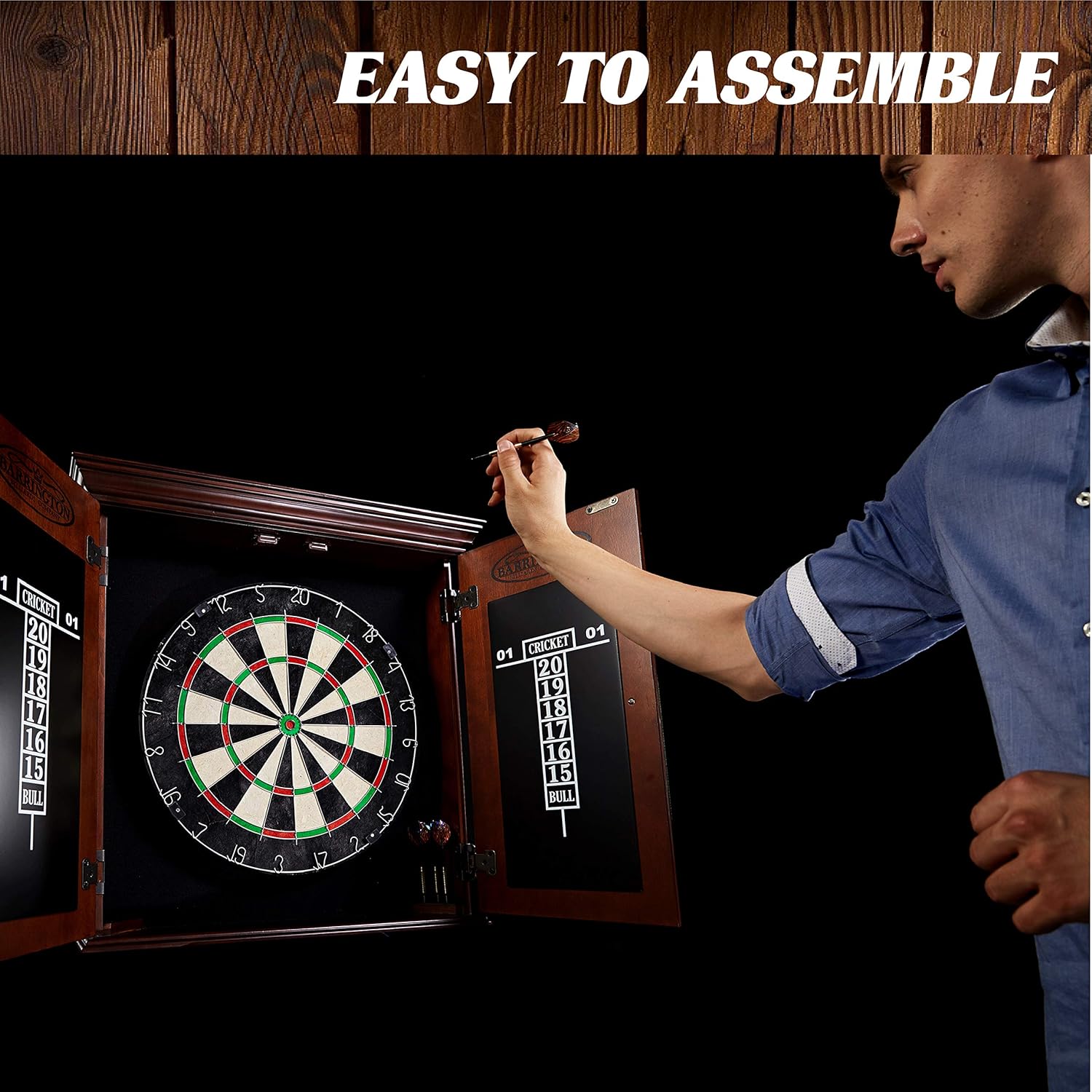 Barrington Bristle Dartboard Cabinet Set: Professional Hanging Classic Sisal Dartboard with Self Healing Bristles and Accessories : Sports & Outdoors