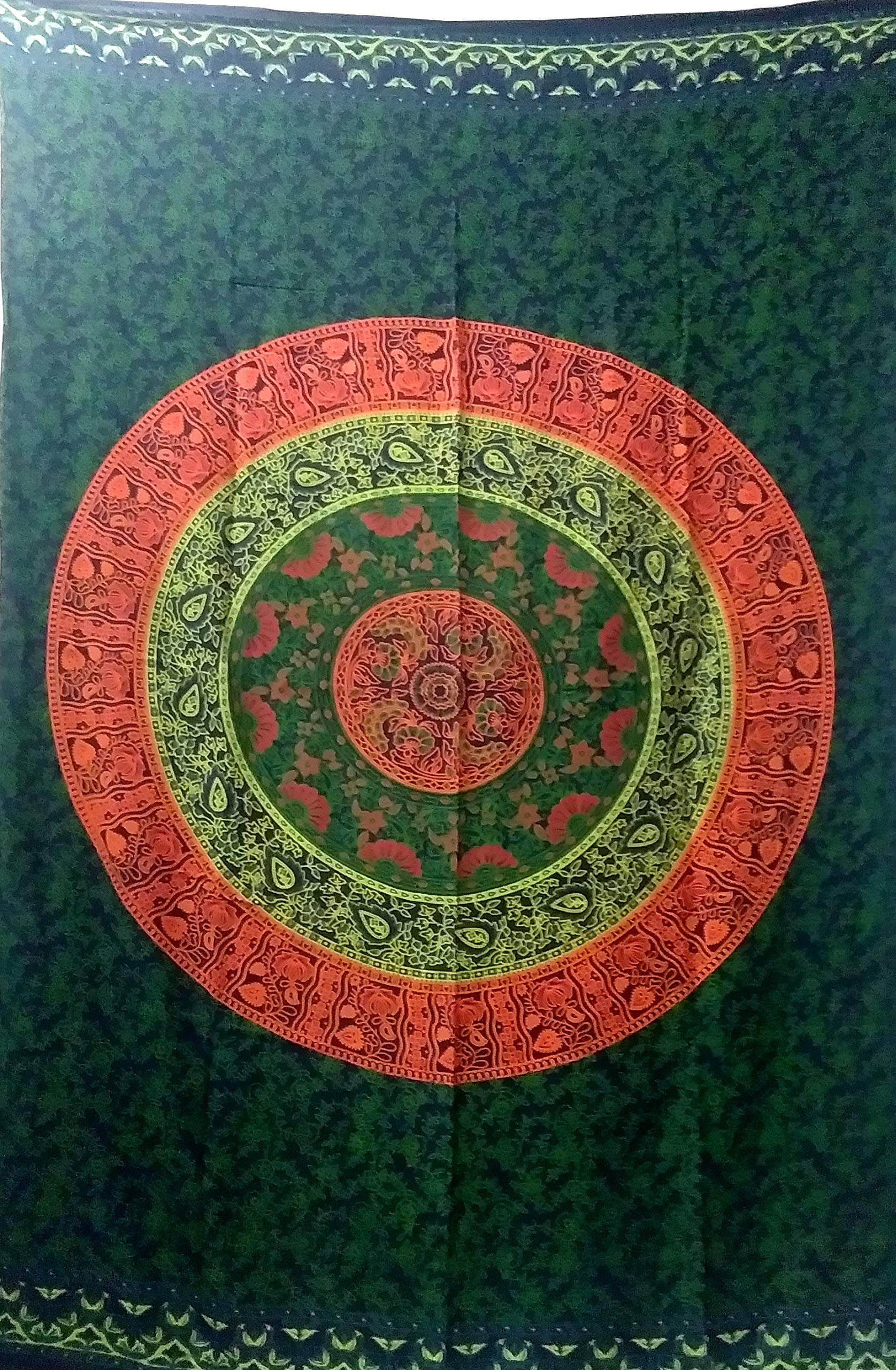 Purpledip Cotton Mix Body Wrap 'Cosmic Mandala': Bohemian Tapestry Bed Cover Beach Throw (20051)