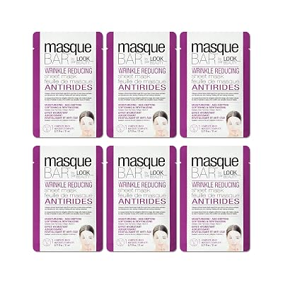 masque BAR Wrinkle Reducing Facial Sheet Mask with Collagen 3 PackBox &mdash; Korean Beauty Face Skin Care Treatment &mdash; Reduces Fine Lines, Darkness and
