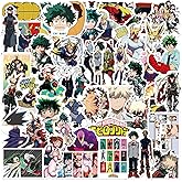 50pcs My Hero Academia Stickers for Kids, Cool Waterproof Vinyl Decal for Teen Adult Boy Laptop, Travel Case, Phone, Bike, Water Bottle, Guitar, Computer, Skateboard (My Hero)
