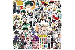 MEET HOLIDAY 50pcs My Hero Academia Stickers for Kids, Cool Waterproof Vinyl Decal for Teen Adult Boy Laptop, Travel Case, Phone, Bike, Water Bottle, Guitar, Computer, Skateboard (My Hero)