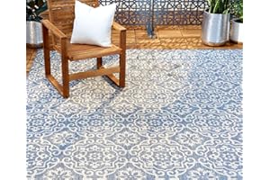 Nicole Miller New York Patio Country Danica Transitional Geometric Indoor/Outdoor Area Rug, Blue/Grey, 3'11"x5'2"