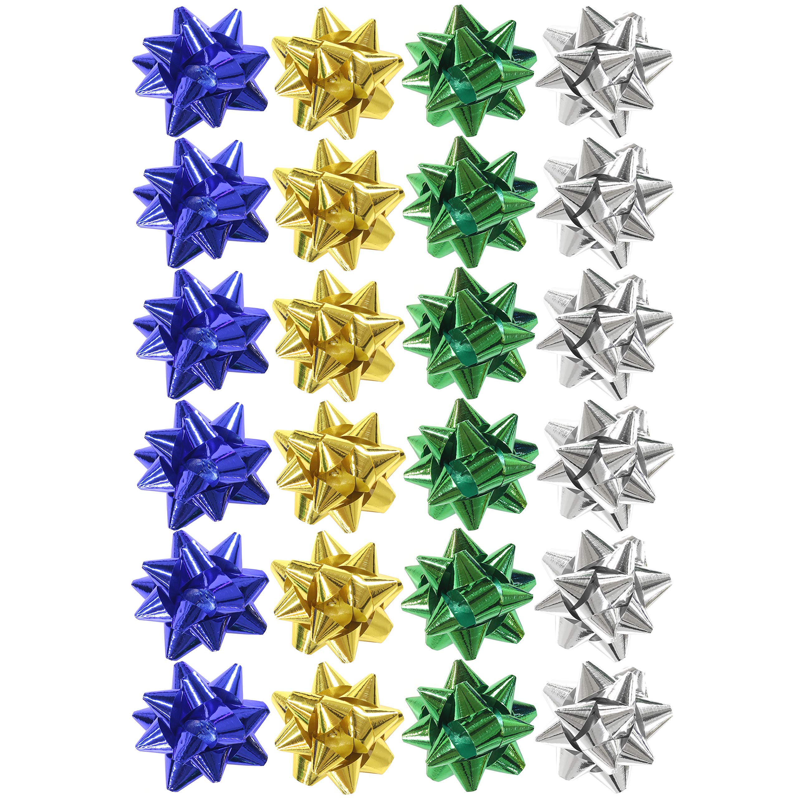 Robelli Pack of 24 Assorted Colour Metallic Gift Bows - 4cm