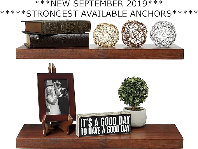 Mark One Home Goods Premium 2 Tier Floating Wood Shelf