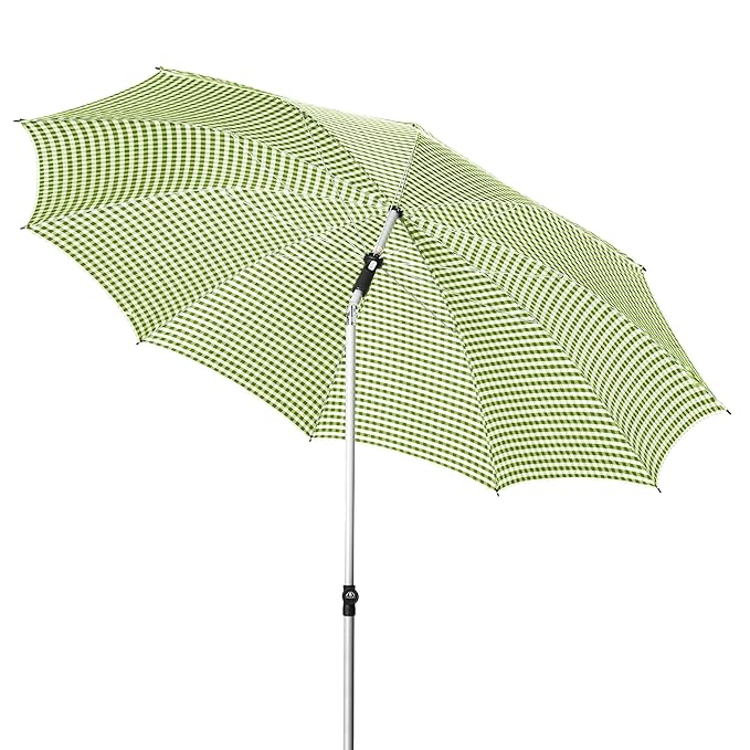 Doppler Active Vivo - Runder Sonnenschirm für Balkon oder Garten - Knickbar - ca. 240 cm - Hellgrün Karo