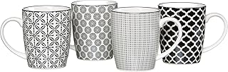 Ritzenhoff & Breker Kaffeebecher-Set Takeo, 4-teilig, 350 ml, Porzellangeschirr, Schwarz-Weiß