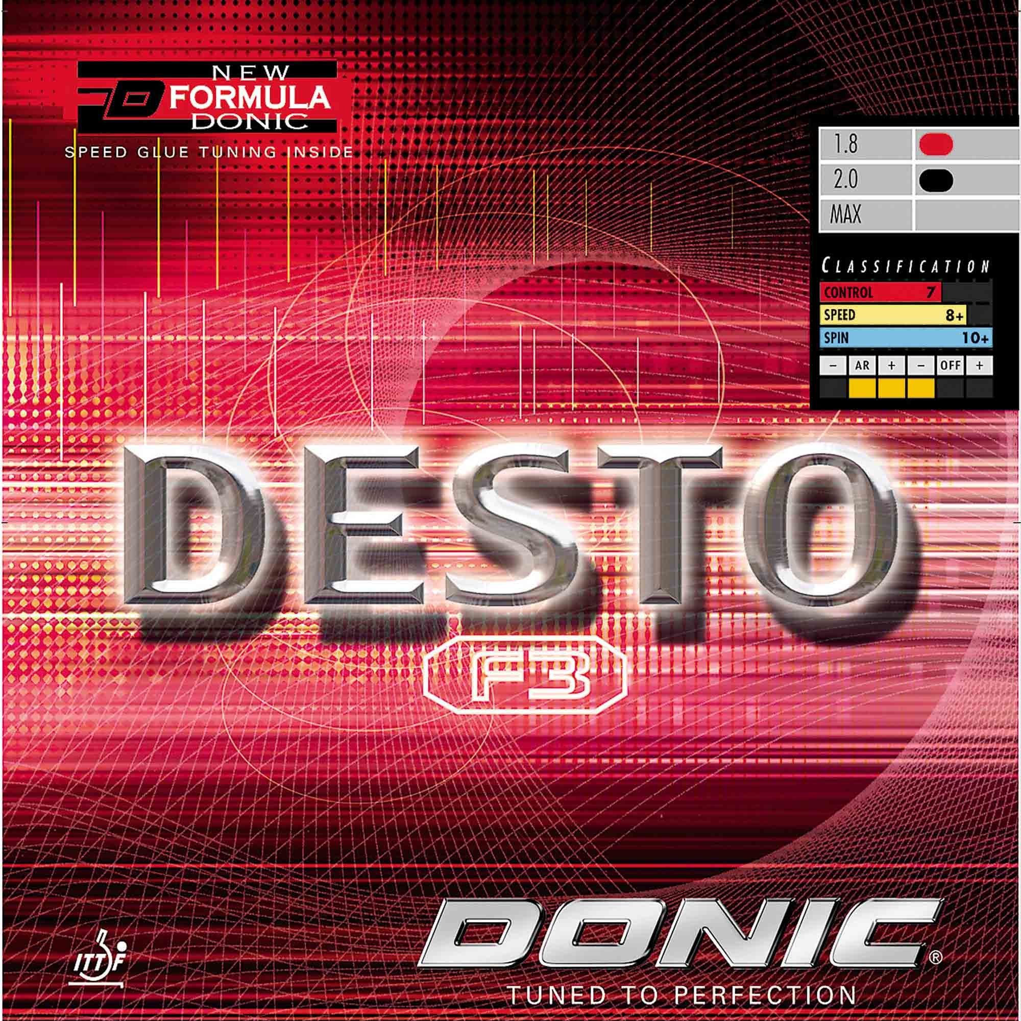 Donic Rubber Desto F3, options 1.8 mm, red
