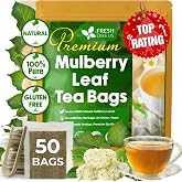 FreshDrinkUS, Premium Mulberry Leaf Tea, 50 Count, Pure, Caffeine Free | Natural, Vegan, Gluten Free, Made with Natural Material, Corn Fiber Tea Bags, Plant-Based Daily Tea, Enjoy Brewed Hot or Iced