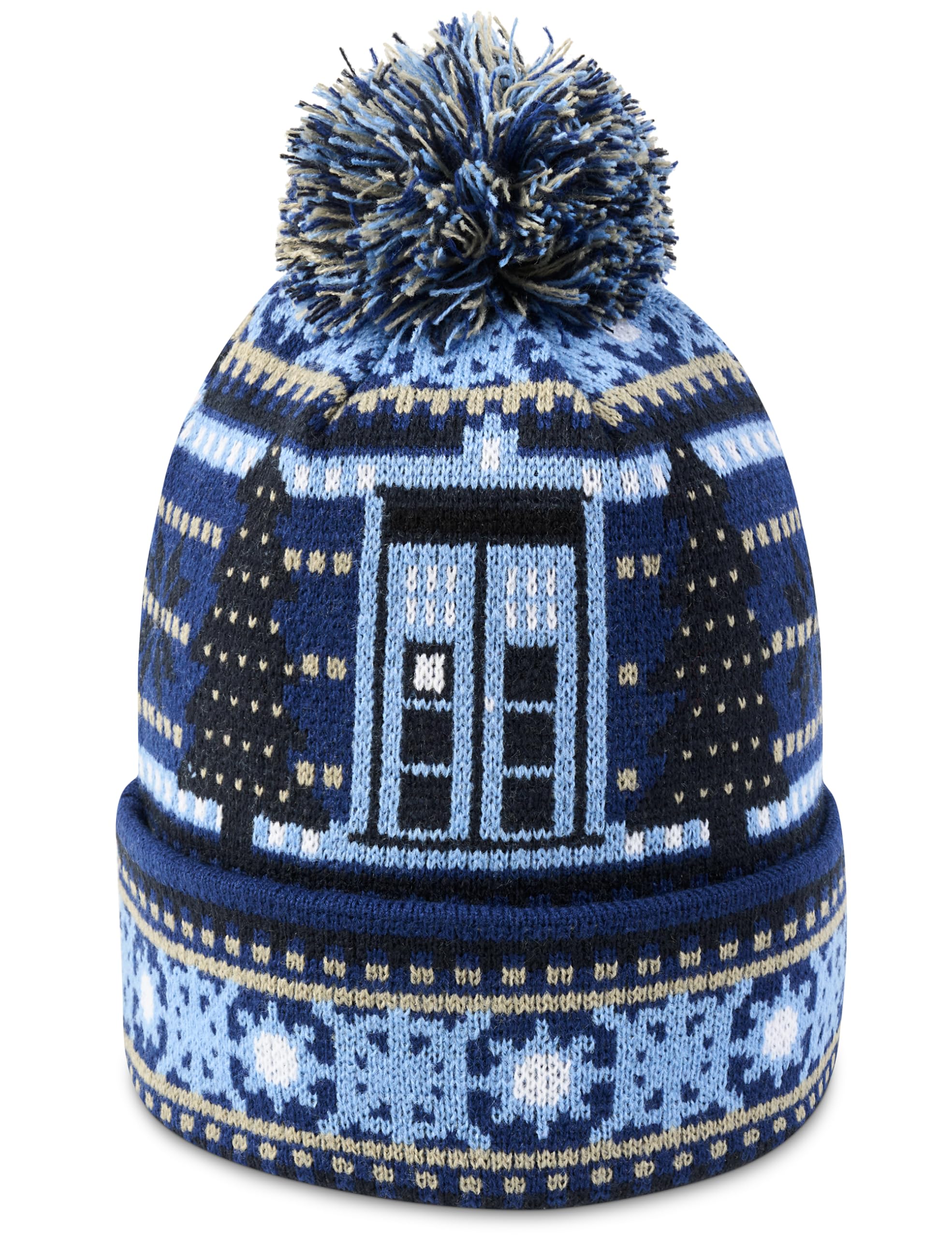 DOCTOR WHO Tardis and Dalek Christmas Hat - Official Knitted Hat by LOVARZI Navy Blue