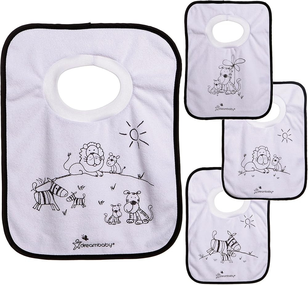 Dreambaby Jungle Terry Cloth Pull-Over Bibs 4 Pack Baby Toddler