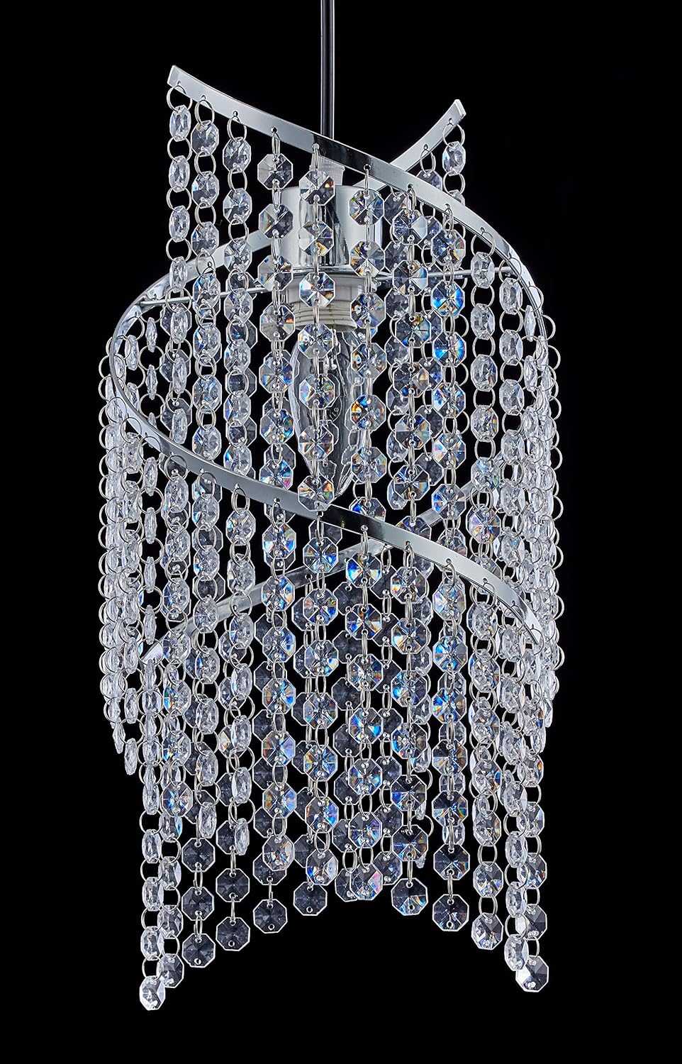 Innoteck Spiral Droplet Ceiling Pendant Light Shade, Chrome Frame with Acrylic Crystals - Image 5