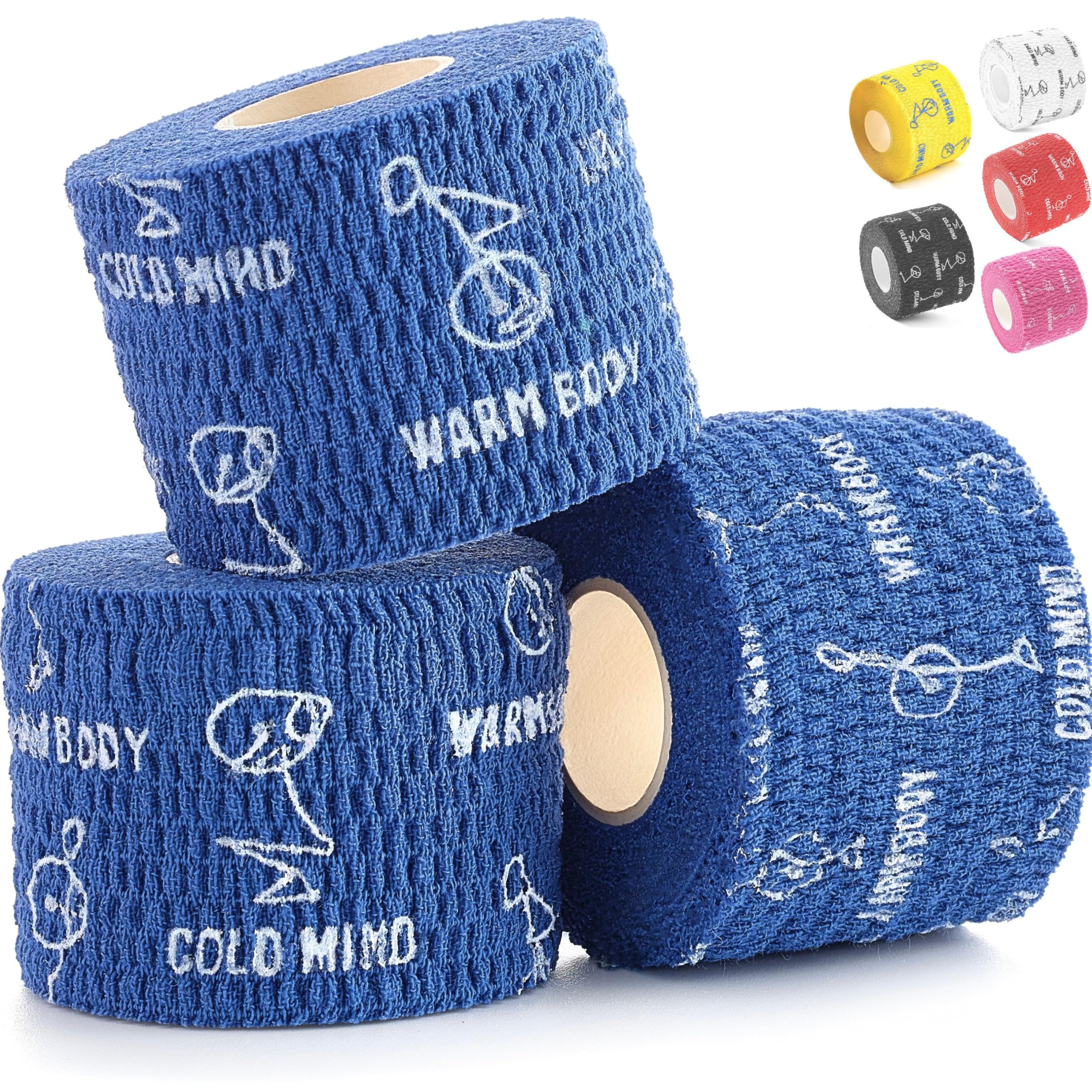 WARM BODY COLD MIND Weight Lifting Thumb Tape - Hook Grip Tape for Crossfit, Weightlifting Powerlifting Deadlift, Sticky & Stretchy Athletic Grip Tape (3 Rolls Blue, 19ft x 1.85in)