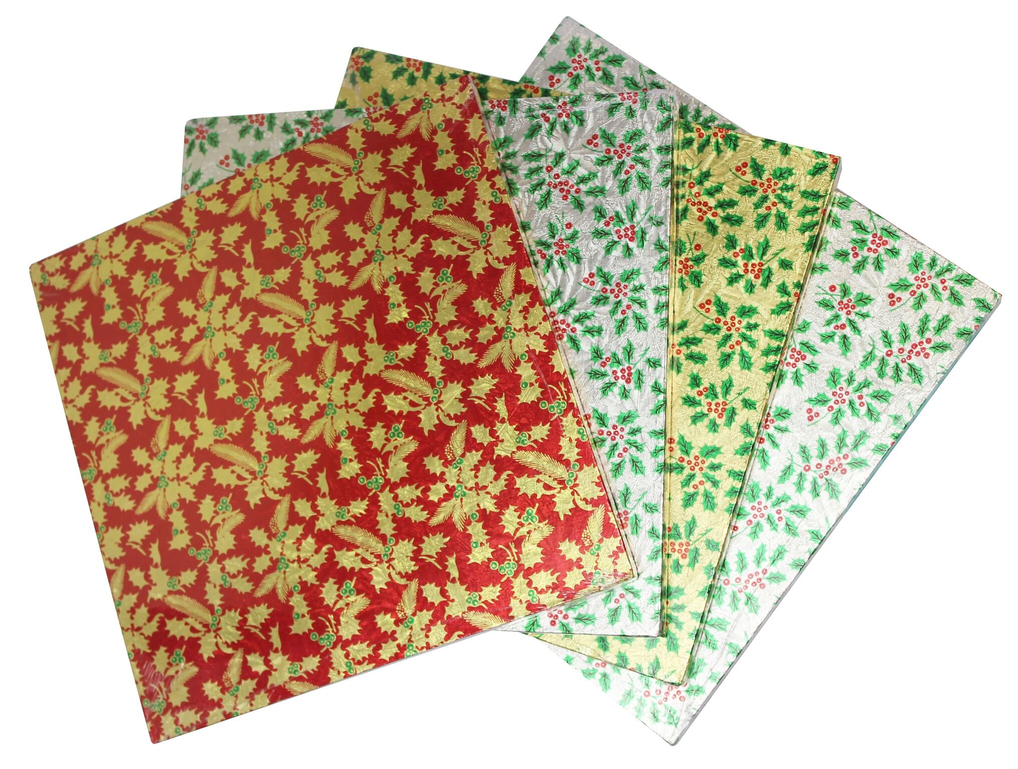 Creative party XSD10 Unwrapped Square Holly Print Foil Wrapped Cake Drum 10"-5 Pcs