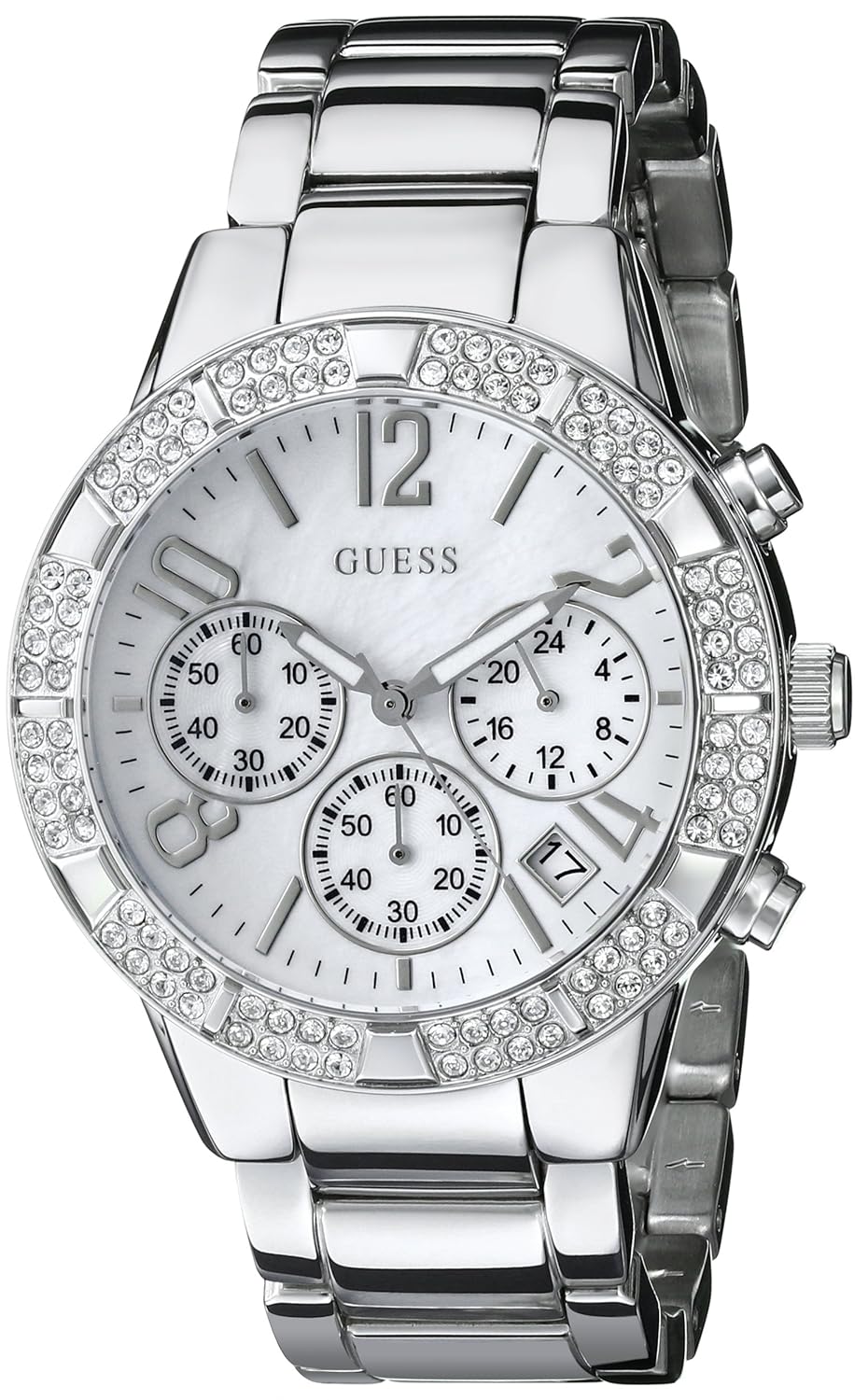 GUESS Women's 42mm Steel Bracelet Metal Case Quartz MOP Dial