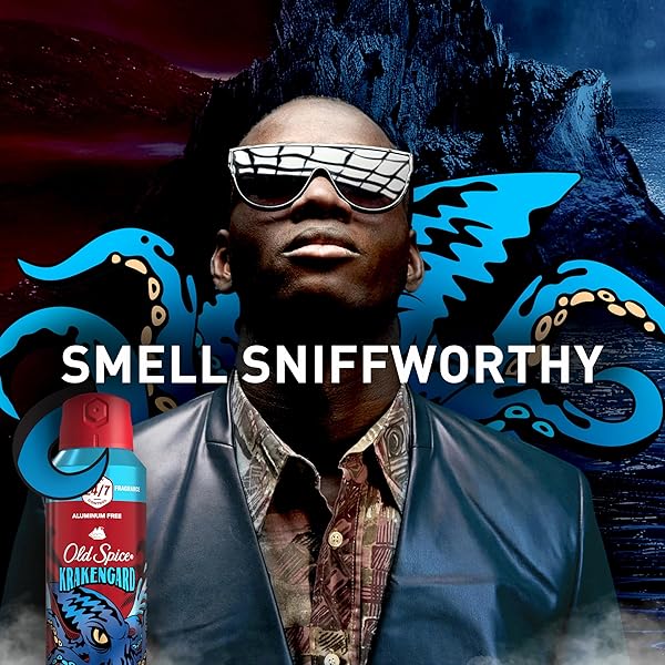 OLD SPICE ALUMINUM FREE BODY SPRAY FOR MEN, 24/7 ODOR PROTECTION, 24/7 LASTING FRAGNANCE & FRESHNESS, COLOGNE QUALITY SCENT, KRAKENGARD WITH DEEP OCEAN SCENT, 5.1 OZ (PACK OF 2)