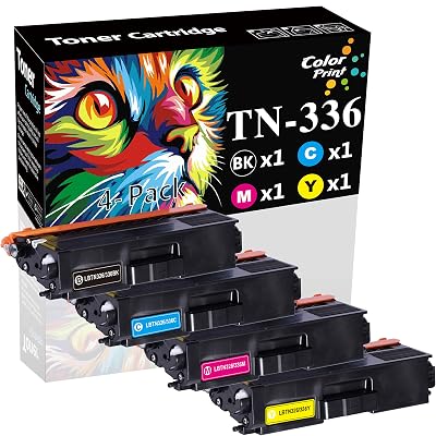 thumbnail image 2 of 4-Pack TN336 Toner Cartridges For Brother Printers - Black, Cyan, Magenta, Yellow - Compatible With HL-L8250CDN 2 of 4