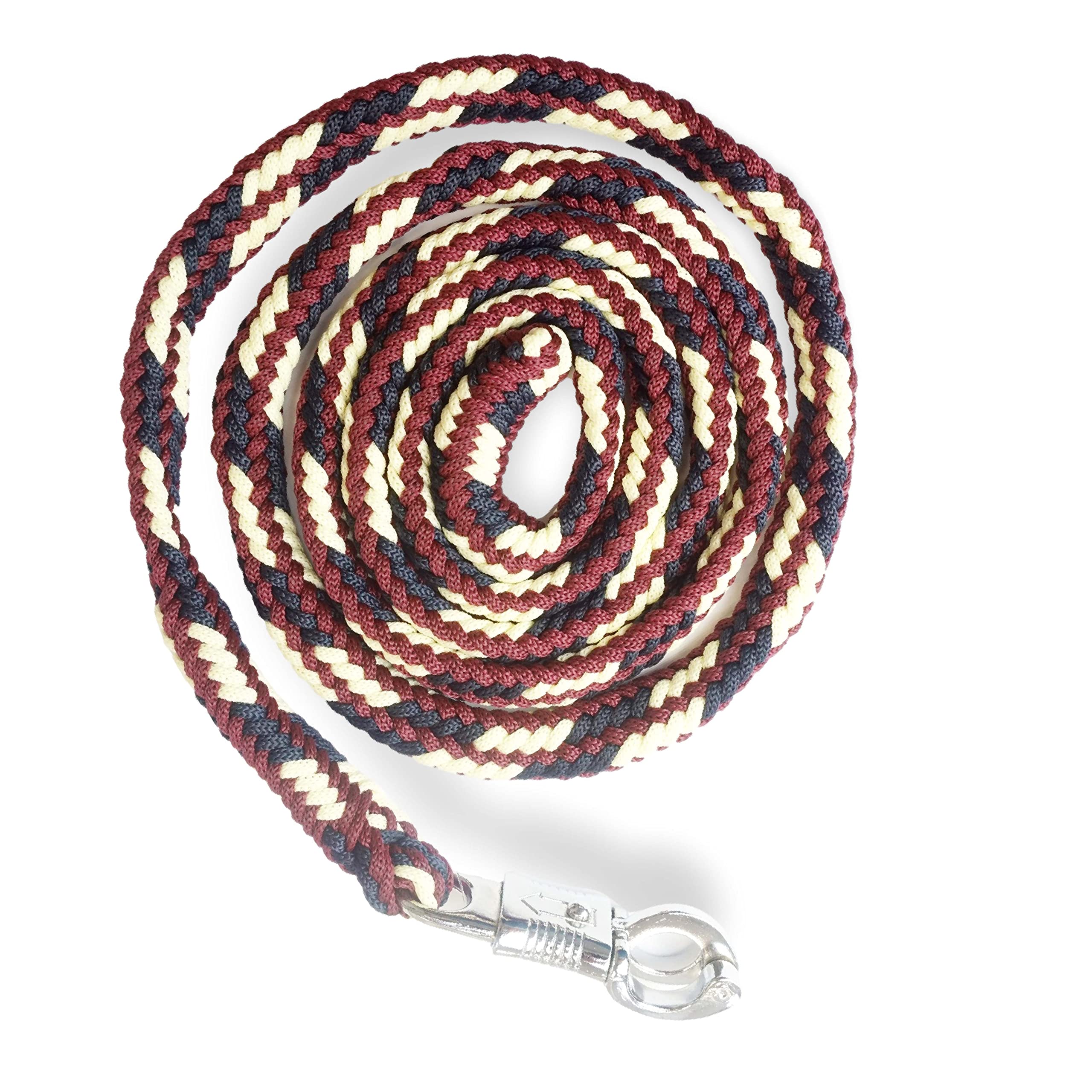 Lead Rope Horse Tie Rope for Horses with Sturdy Panic Hook Length 2 m Many Colours (Bordeaux Navy Blue Cream)