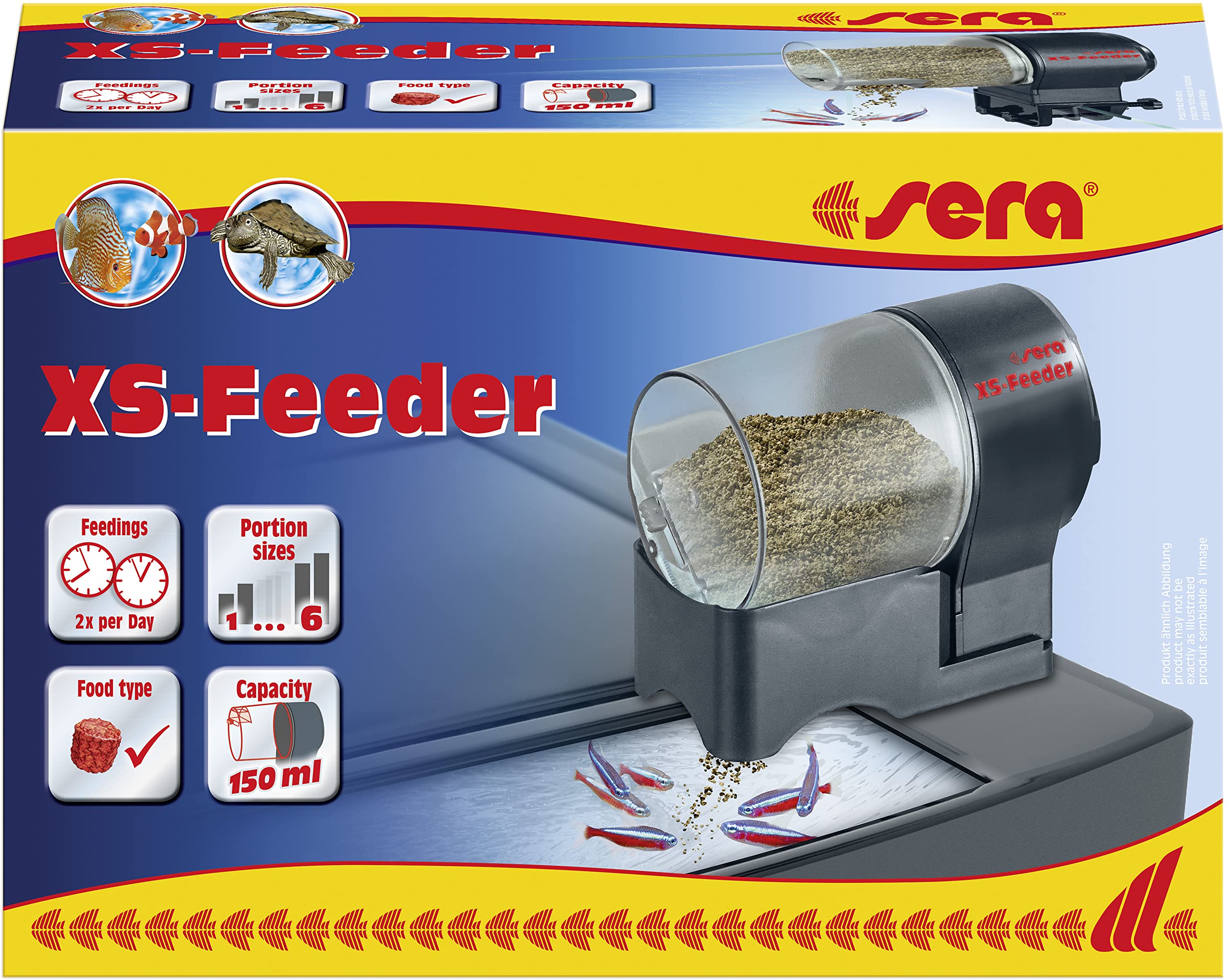 sera XS-Feeder Reliable Automatic Feeder for Easy and Quick Installation on or on the Aquarium, Black
