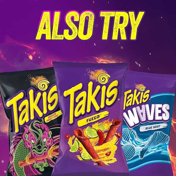 TAKIS BLUE HEAT MINI 25-PACK 1.23 OZ BITE SIZE EXTREME SPICY HOT CHILI PEPPER ROLLED CORN TORTILLA CHIPS