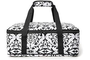 FATOLXX Insulated Casserole Dish Carrier Bag - Food Carriers for Hot or Cold Travel Potluck Parties,Picnic,Cookouts,Beach(Black White-1)