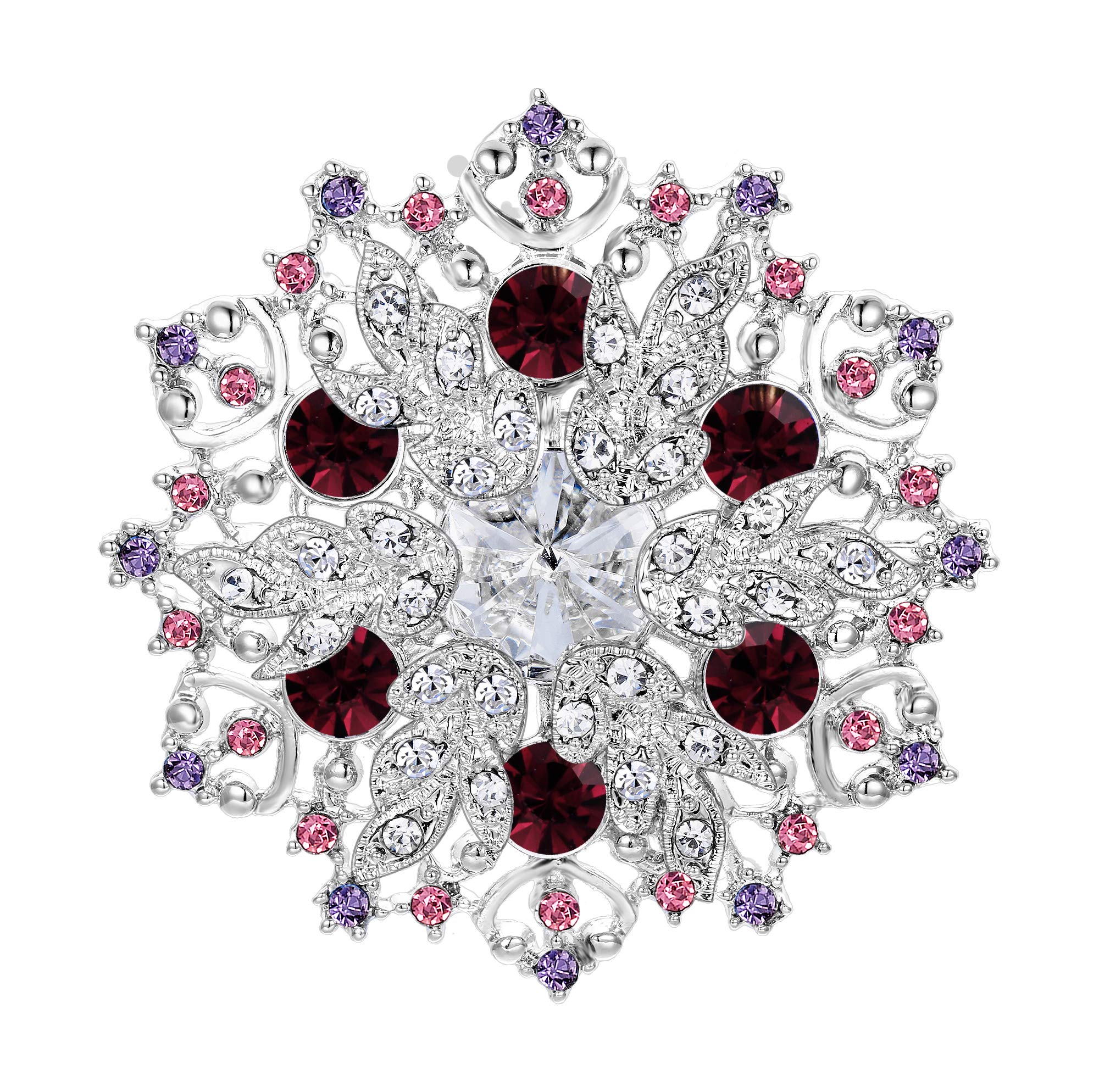 Ever Faith Sparkly Rhinestone Crystal Christmas Snowflake Corsage Brooch Pin for Women Girls Purple